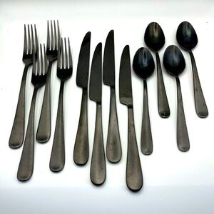 Food Network Black Matte Stainless N-17 Cutlery. Great Conversation Piece-12 Pc